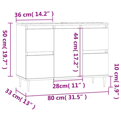 vidaXL Meuble de salle de bain gris Sonoma 80x33x60 cm en bois d'ingénierie