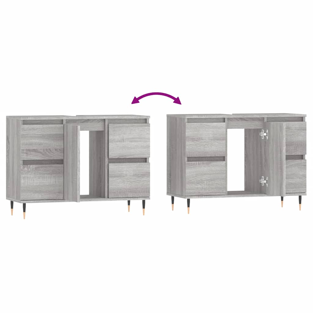 vidaXL Meuble de salle de bain gris Sonoma 80x33x60 cm en bois d'ingénierie