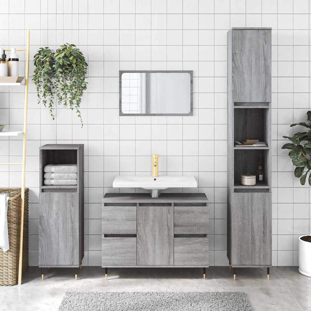 vidaXL Meuble de salle de bain gris Sonoma 80x33x60 cm en bois d'ingénierie