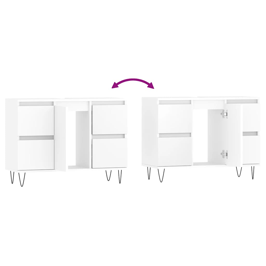 vidaXL Badschrank Weiß 80x33x60 cm Holzwerkstoff