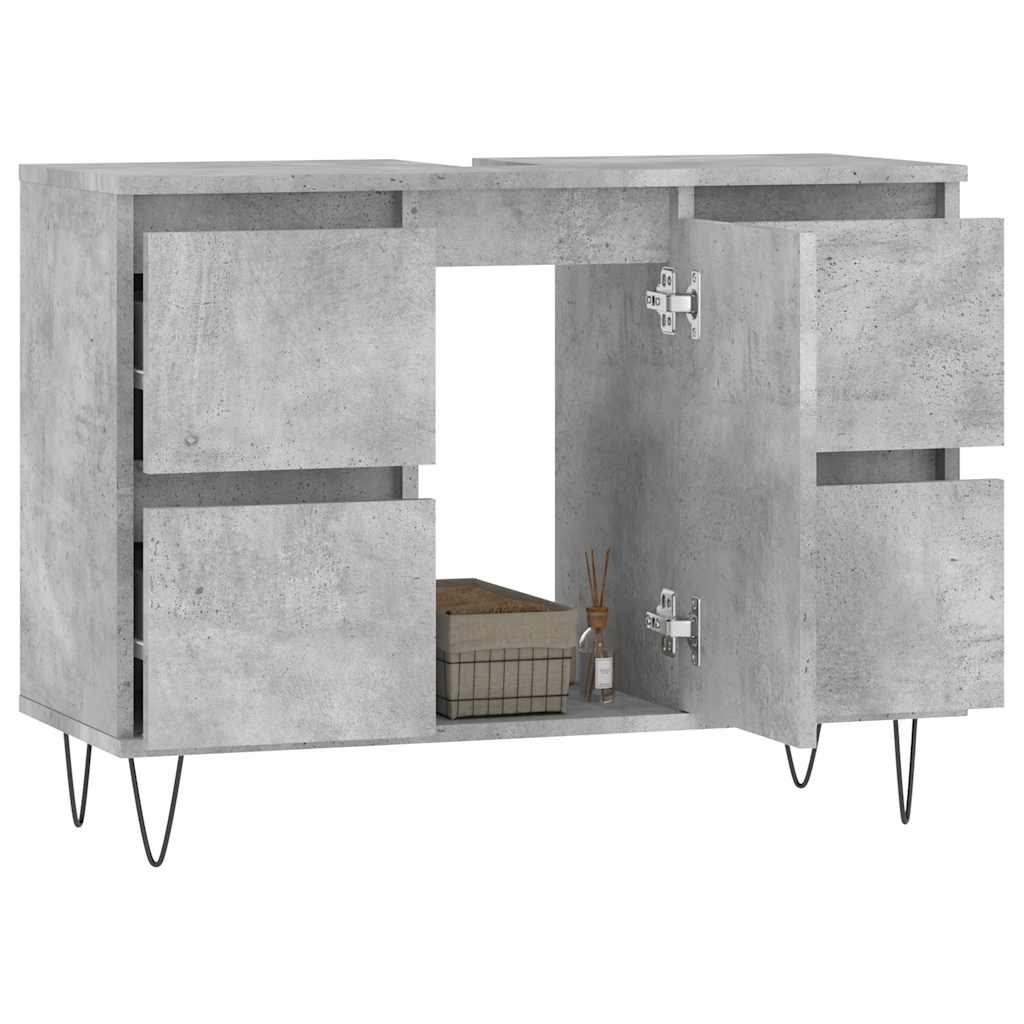 vidaXL Badschrank Betongrau 80x33x60 cm Holzwerkstoff