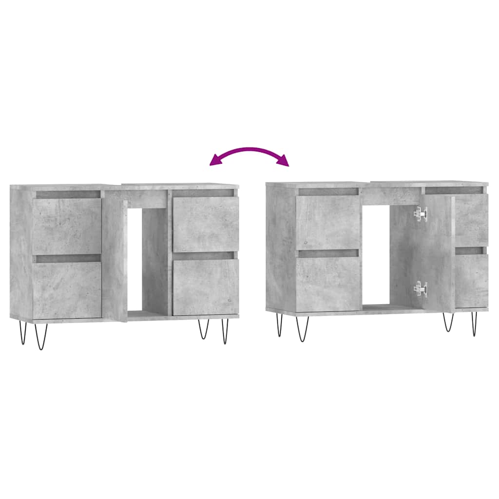 vidaXL Badschrank Betongrau 80x33x60 cm Holzwerkstoff