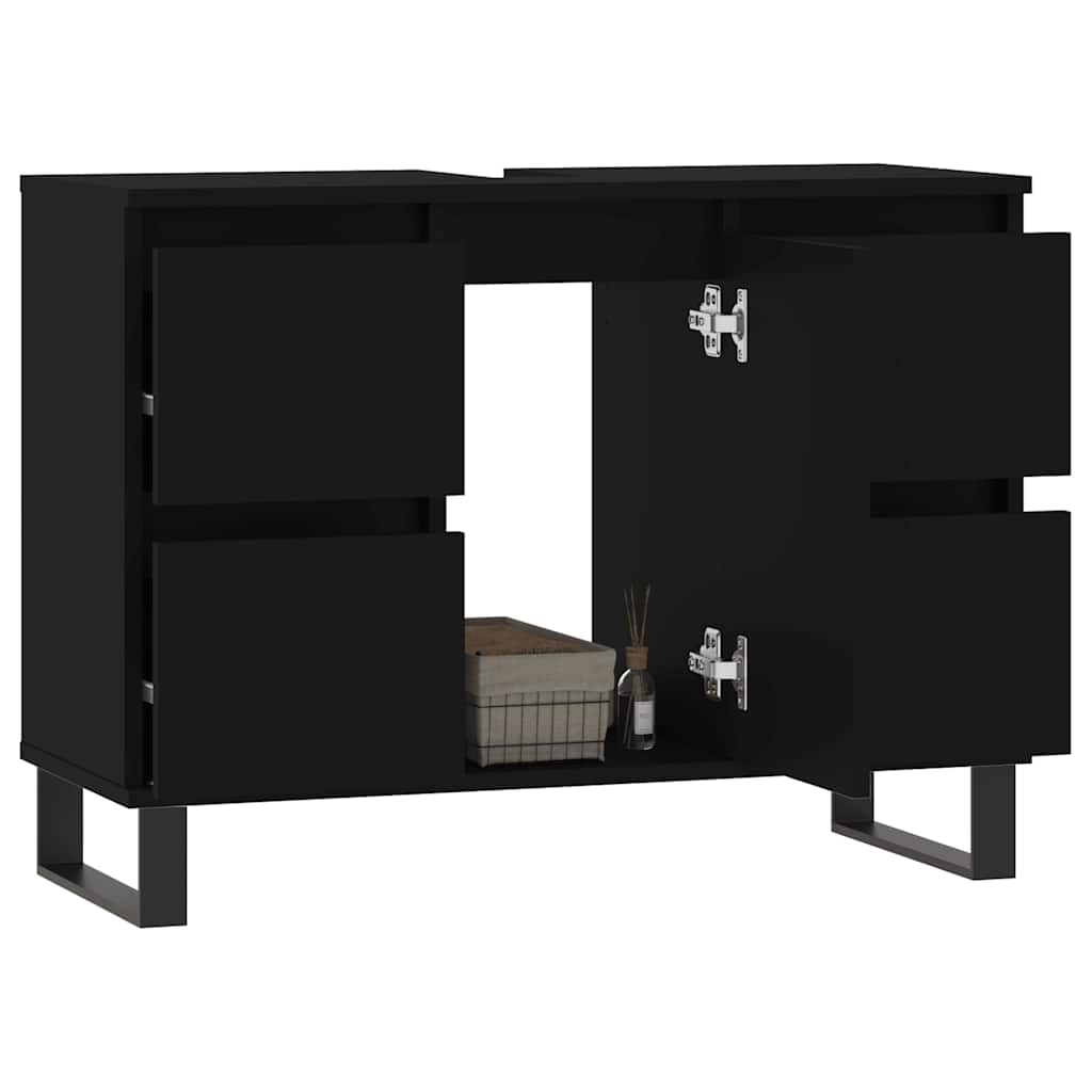 vidaXL Badschrank Schwarz 80x33x60 cm Holzwerkstoff