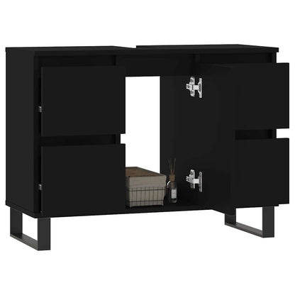 vidaXL Badschrank Schwarz 80x33x60 cm Holzwerkstoff