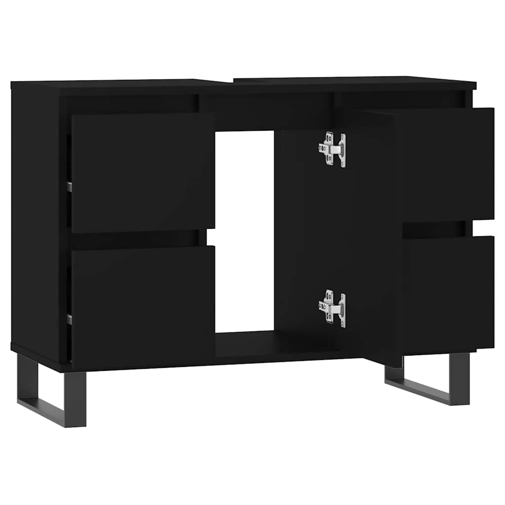 vidaXL Badschrank Schwarz 80x33x60 cm Holzwerkstoff