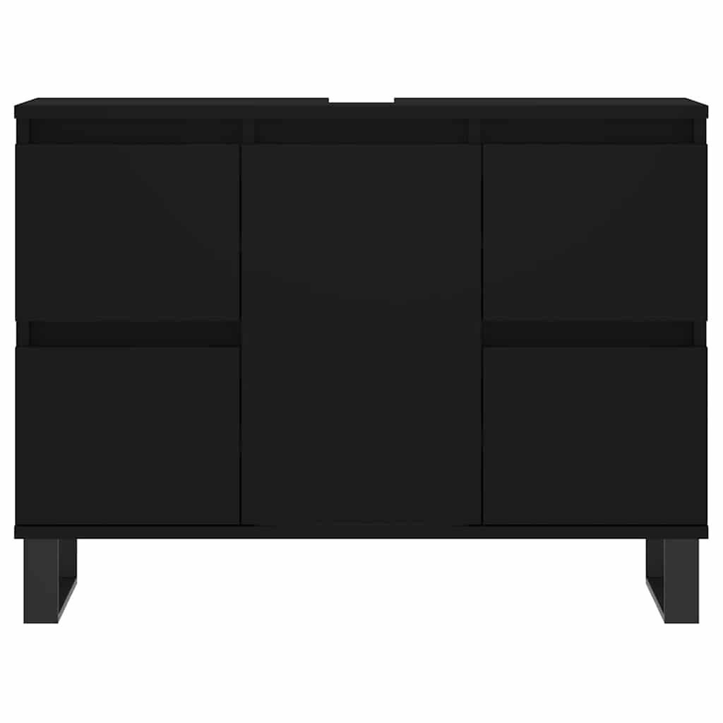 vidaXL Badschrank Schwarz 80x33x60 cm Holzwerkstoff