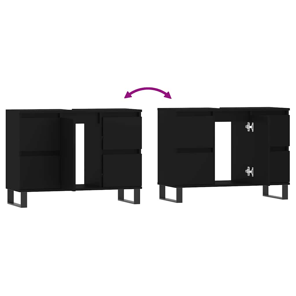 vidaXL Badschrank Schwarz 80x33x60 cm Holzwerkstoff