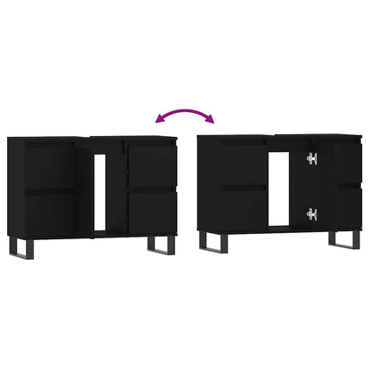 vidaXL Badschrank Schwarz 80x33x60 cm Holzwerkstoff