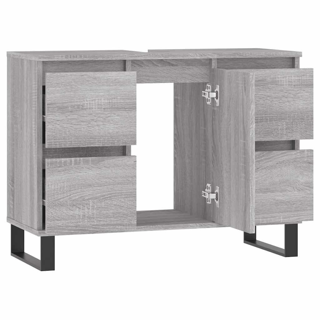 vidaXL Badschrank Grau Sonoma 80x33x60 cm Holzwerkstoff