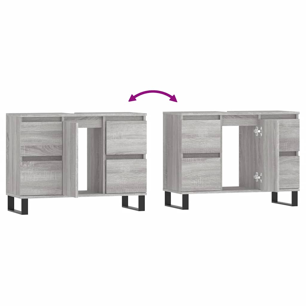vidaXL Badschrank Grau Sonoma 80x33x60 cm Holzwerkstoff
