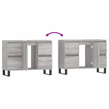 vidaXL Badschrank Grau Sonoma 80x33x60 cm Holzwerkstoff