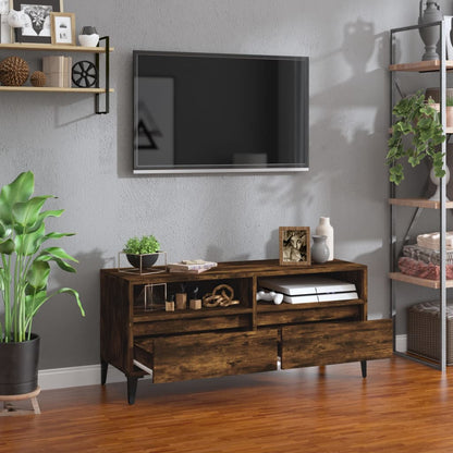 Meuble TV vidaXL chêne fumé 100x34,5x44,5 cm en bois d'ingénierie