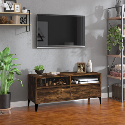 Meuble TV vidaXL chêne fumé 100x34,5x44,5 cm en bois d'ingénierie