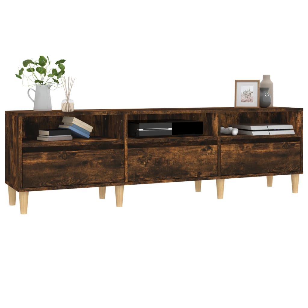 vidaXL Meuble TV chêne fumé 150x30x44,5 cm bois d'ingénierie