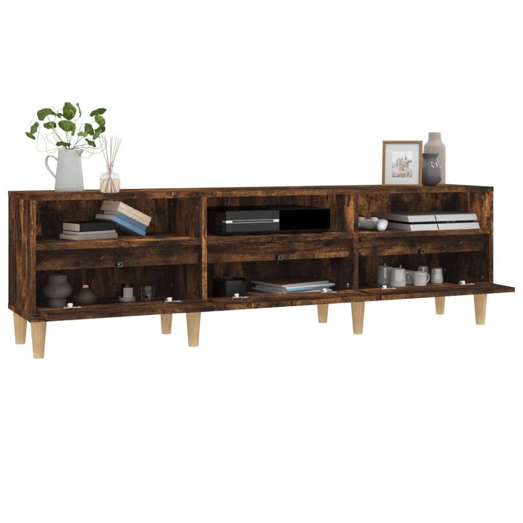 vidaXL Meuble TV chêne fumé 150x30x44,5 cm bois d'ingénierie