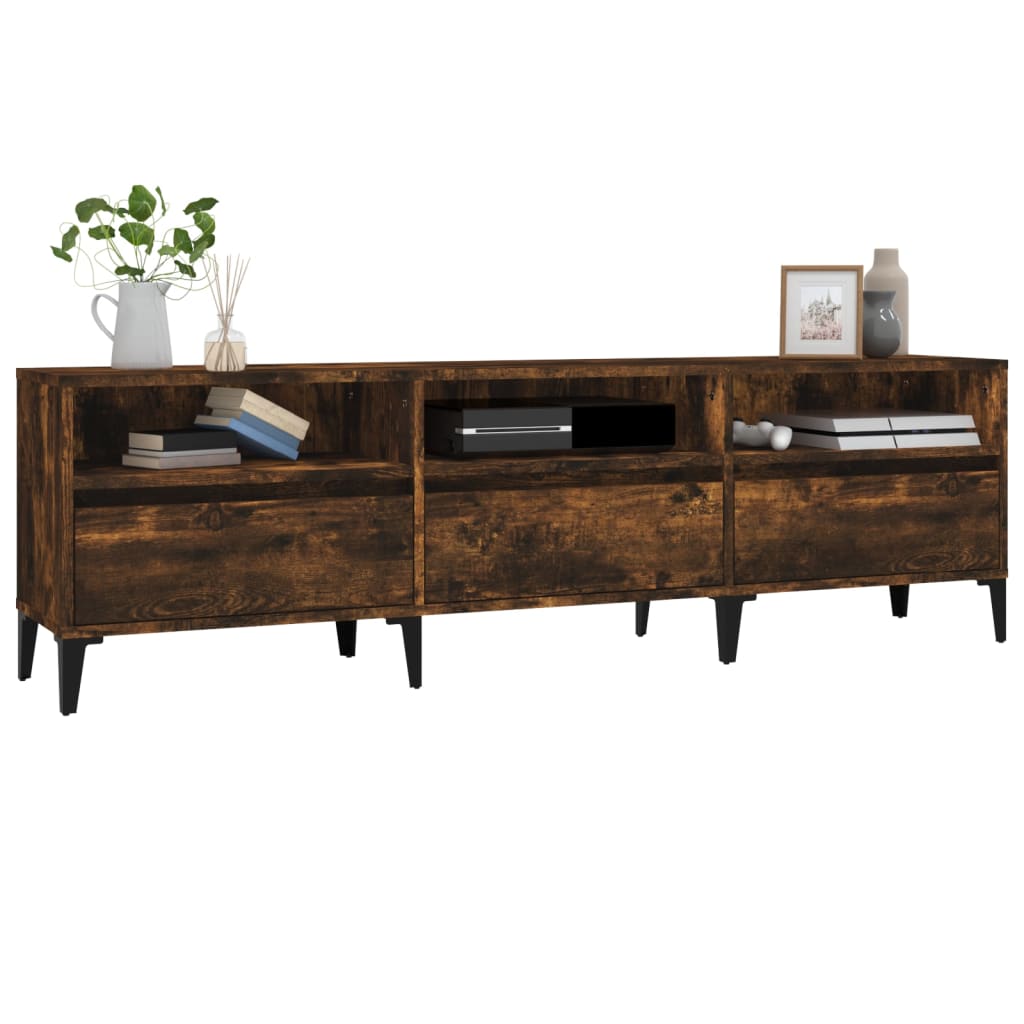 vidaXL Meuble TV chêne fumé 150x30x44,5 cm bois d'ingénierie