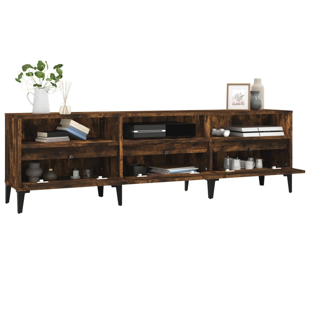 vidaXL Meuble TV chêne fumé 150x30x44,5 cm bois d'ingénierie