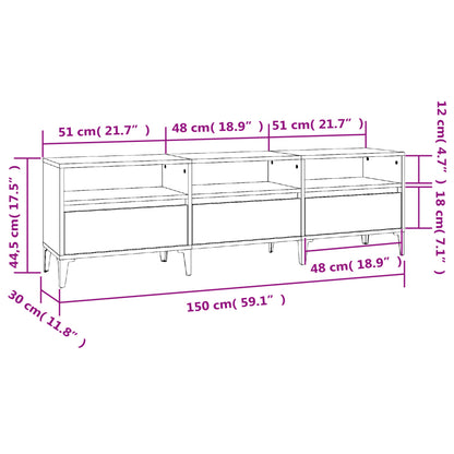 vidaXL Meuble TV chêne fumé 150x30x44,5 cm bois d'ingénierie