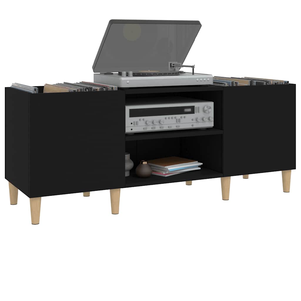 vidaXL Meuble de rangement pour disques noir 121x38x48 cm en bois d'ingénierie