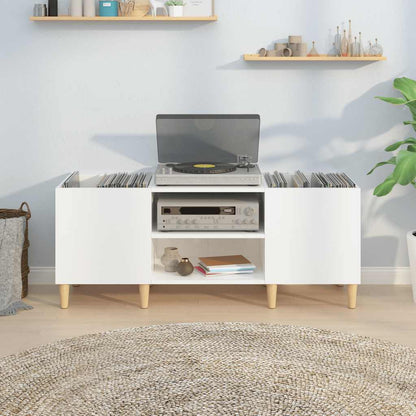 vidaXL Meuble pour tourne-disque blanc brillant 121x38x48 cm Bois d'ingénierie