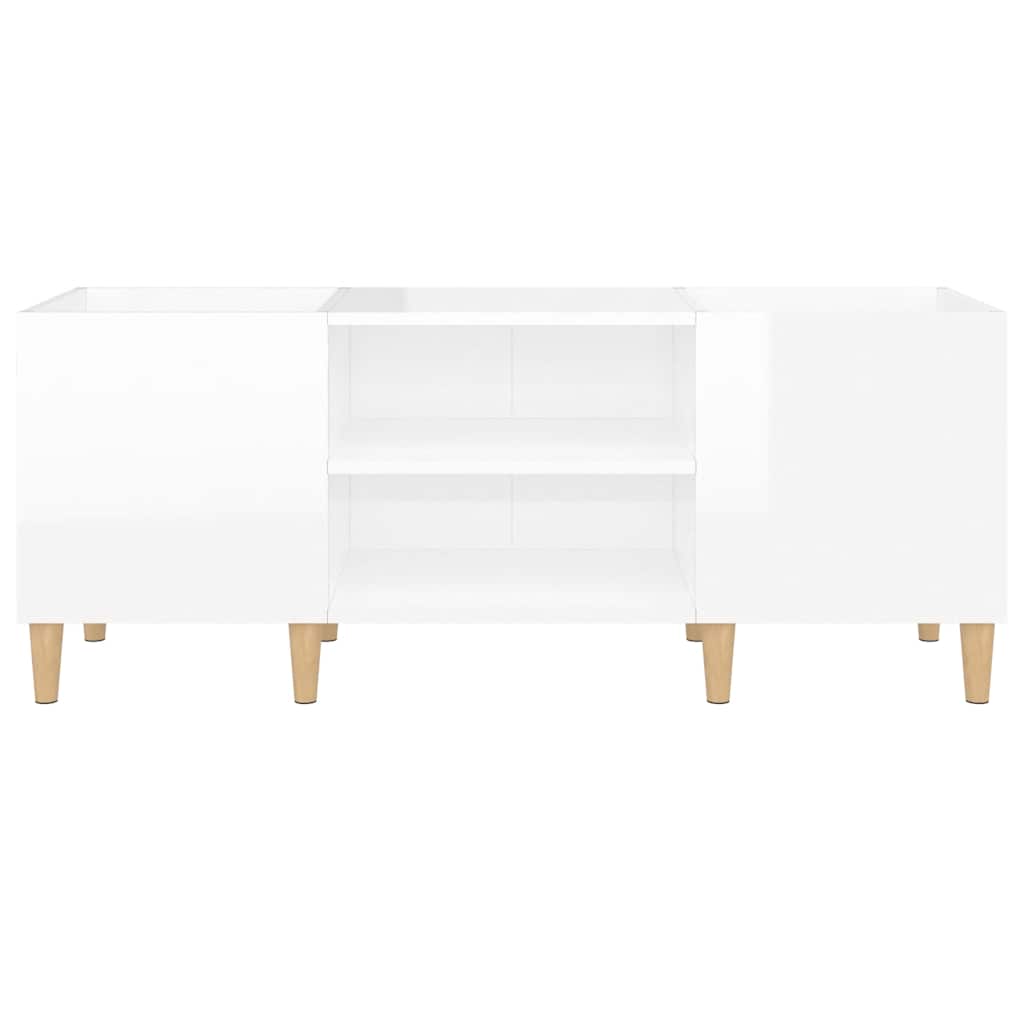 vidaXL Meuble pour tourne-disque blanc brillant 121x38x48 cm Bois d'ingénierie