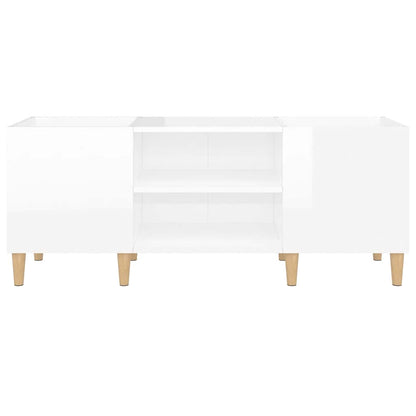 vidaXL Meuble pour tourne-disque blanc brillant 121x38x48 cm Bois d'ingénierie