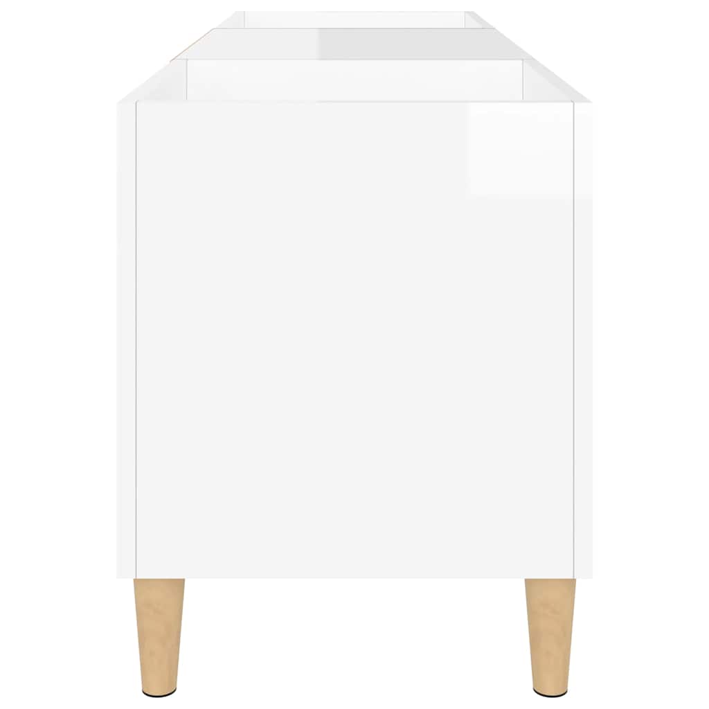 vidaXL Meuble pour tourne-disque blanc brillant 121x38x48 cm Bois d'ingénierie