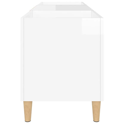 vidaXL Meuble pour tourne-disque blanc brillant 121x38x48 cm Bois d'ingénierie