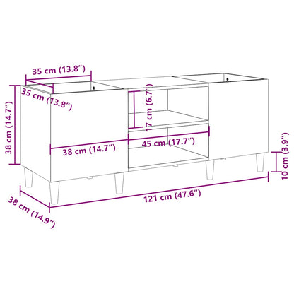 vidaXL Meuble pour tourne-disque blanc brillant 121x38x48 cm Bois d'ingénierie