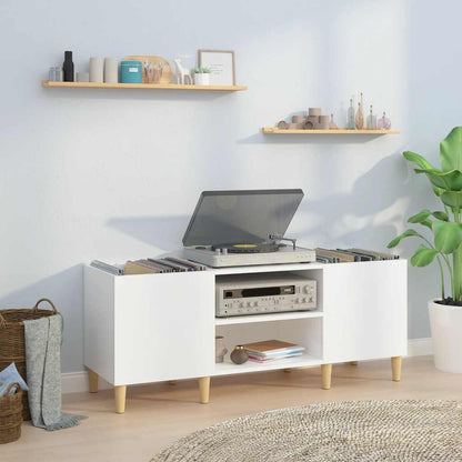 vidaXL Meuble pour tourne-disque blanc brillant 121x38x48 cm Bois d'ingénierie