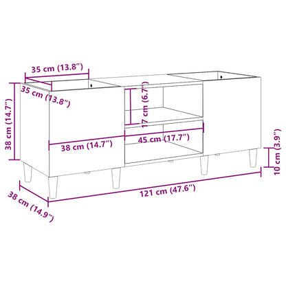 vidaXL Plattenschrank Betongrau 121x38x48 cm Holzwerkstoff
