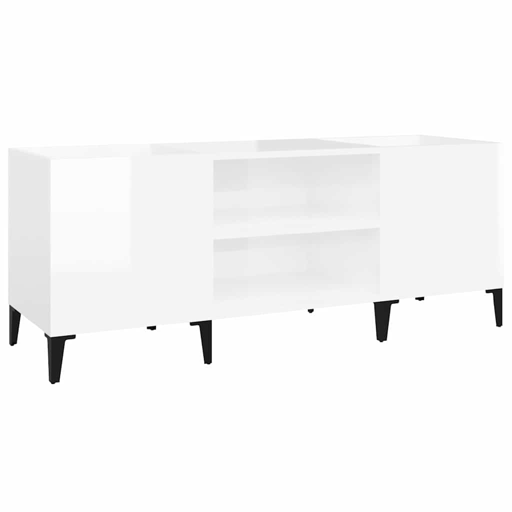 vidaXL Plattenschrank Hochglanz-Weiß 121x38x48 cm Holzwerkstoff