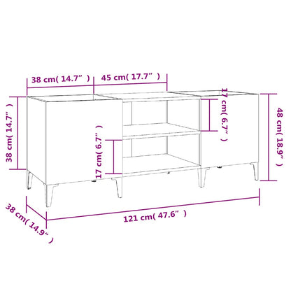 vidaXL Plattenschrank Hochglanz-Weiß 121x38x48 cm Holzwerkstoff