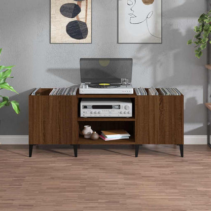 vidaXL Meuble de rangement pour disques vinyles aspect chêne marron 121x38x48 cm Bois d'ingénierie