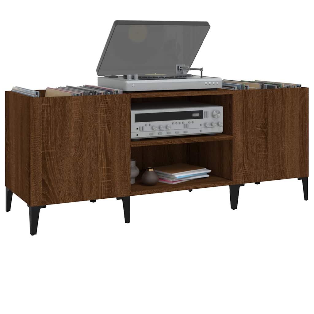 vidaXL Meuble de rangement pour disques vinyles aspect chêne marron 121x38x48 cm Bois d'ingénierie
