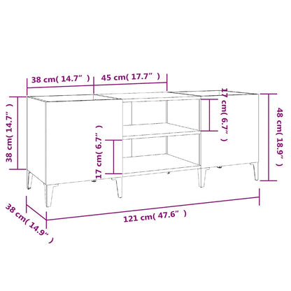 vidaXL Meuble de rangement pour disques vinyles aspect chêne marron 121x38x48 cm Bois d'ingénierie