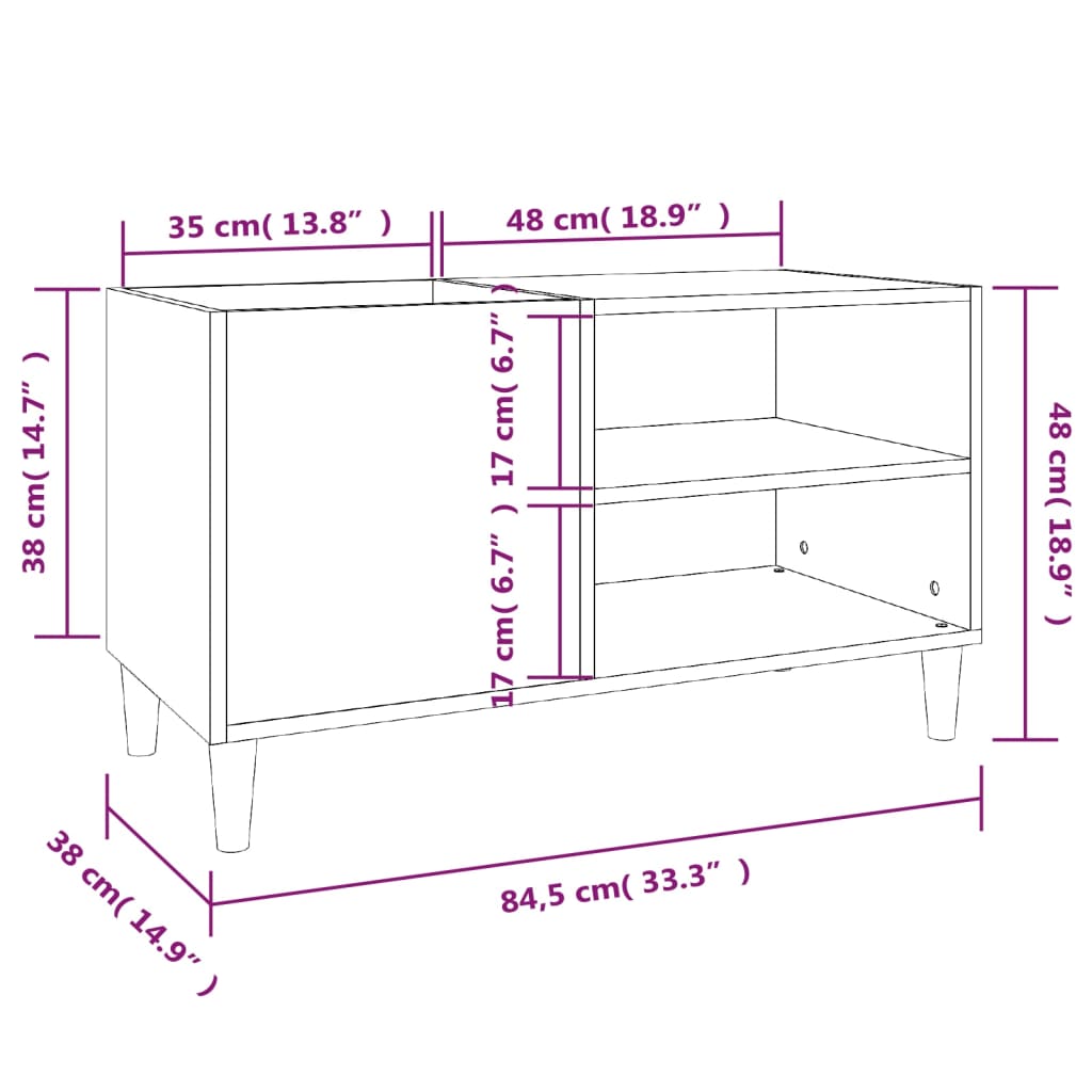 vidaXL Meuble de rangement pour disques blanc 84,5x38x48 cm bois d'ingénierie