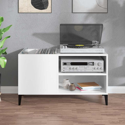 vidaXL Meuble de rangement pour disques blanc brillant 84,5x38x48 cm Bois d'ingénierie