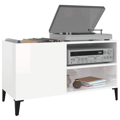 vidaXL Meuble de rangement pour disques blanc brillant 84,5x38x48 cm Bois d'ingénierie