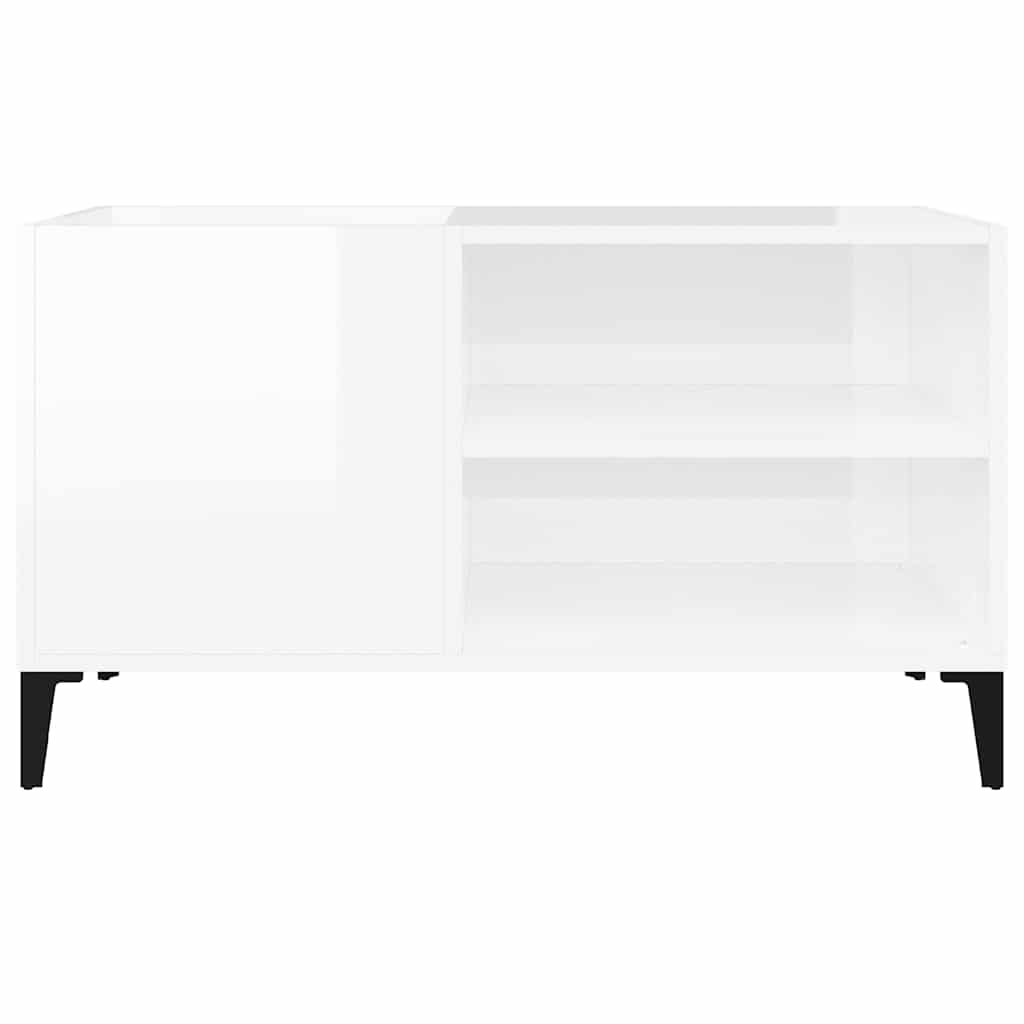 vidaXL Meuble de rangement pour disques blanc brillant 84,5x38x48 cm Bois d'ingénierie