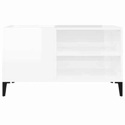vidaXL Meuble de rangement pour disques blanc brillant 84,5x38x48 cm Bois d'ingénierie