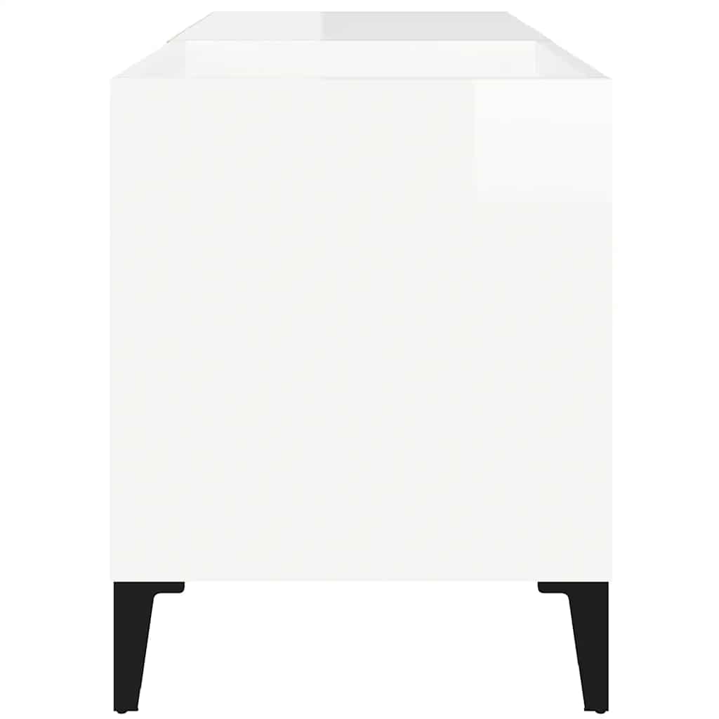 vidaXL Meuble de rangement pour disques blanc brillant 84,5x38x48 cm Bois d'ingénierie