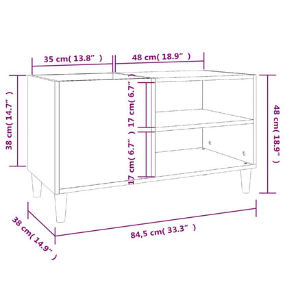 vidaXL Meuble de rangement pour disques blanc brillant 84,5x38x48 cm Bois d'ingénierie