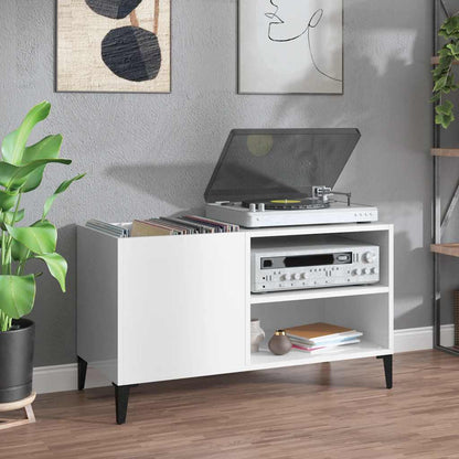 vidaXL Meuble de rangement pour disques blanc brillant 84,5x38x48 cm Bois d'ingénierie