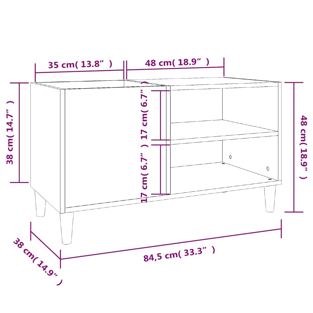 vidaXL Plattenschrank Räuchereiche 84,5x38x48 cm Holzwerkstoff