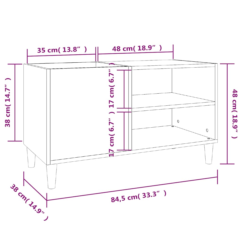 vidaXL Plattenschrank Braun Eichen-Optik 84,5x38x48 cm Holzwerkstoff