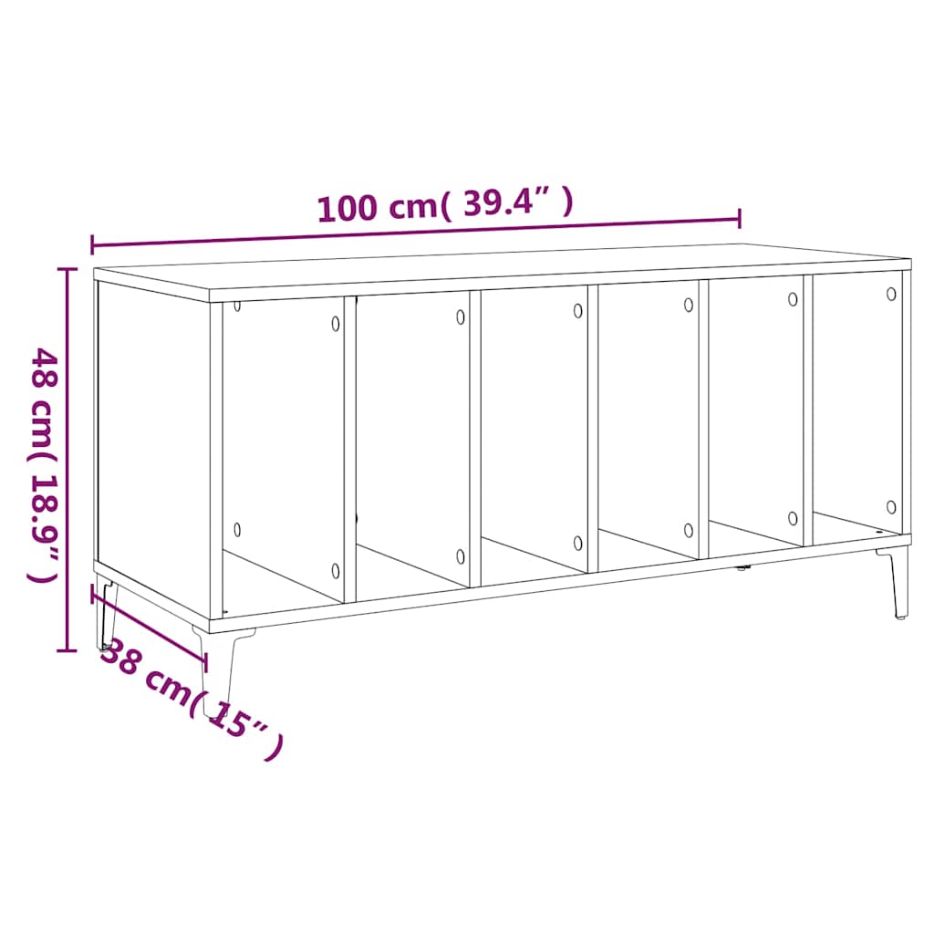 vidaXL Plattenschrank Betongrau 100x38x48 cm Holzwerkstoff