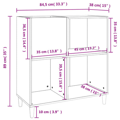 vidaXL Plattenschrank Schwarz 84,5x38x89 cm Holzwerkstoff