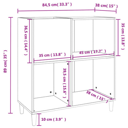 vidaXL Plattenschrank Räuchereiche 84,5x38x89 cm Holzwerkstoff