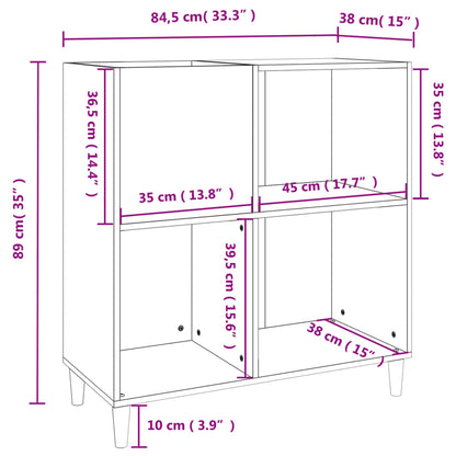 vidaXL Plattenschrank Grau Sonoma 84,5x38x89 cm Holzwerkstoff